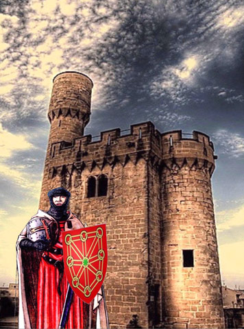 Caballero-navarro-y-al-fondo-torre-del-Vigia-del-castillo-de--Olite_copy
