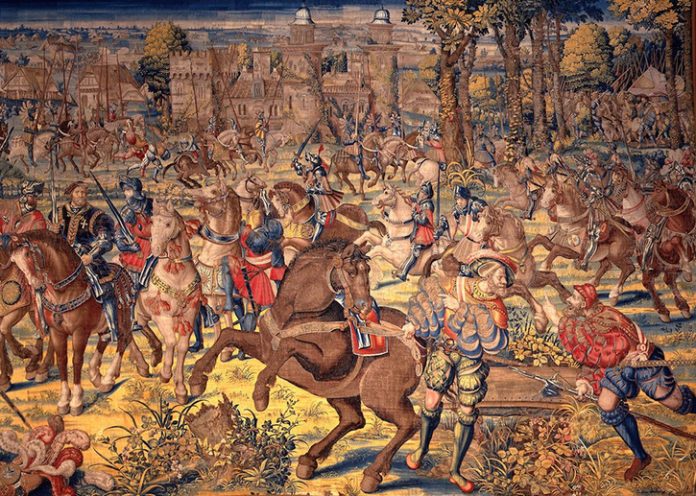 Recreación de época de una batalla del siglo XVI.