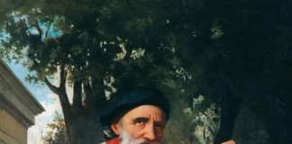Retrato al óleo de José María Iparraguirre pintado por Antonio María Lecuona y que preside el salón de plenos del Ayuntamiento de Urretxu.