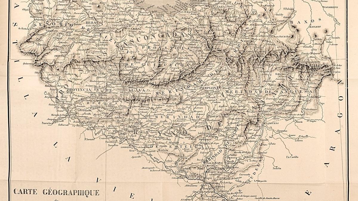 Edición francesa de 1845 del denominado &#039;mapa de Zaratiegui&#039;, natural de Olite Erriberri.