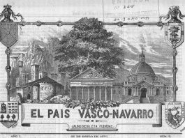 Portada del diario foralista El Pais Vasco Navarro, editado después de la derogación de los Fueros (1870). Fuente Ministerio de Cultura