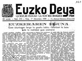 Eusko Jaurlaritzak Parisen argitaratzen zuen Euzko Deya egunkaria (1949). (OLASO DORREA FUNDAZIOA)