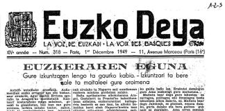 Eusko Jaurlaritzak Parisen argitaratzen zuen Euzko Deya egunkaria (1949). (OLASO DORREA FUNDAZIOA)