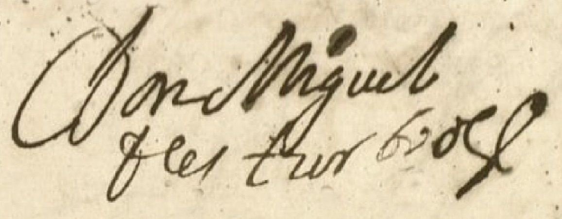 Firma de Miguel de Iturbide en el Libro de Actas de Pleno del Ayuntamiento de Pamplona, el 6 de diciembre de 1643.