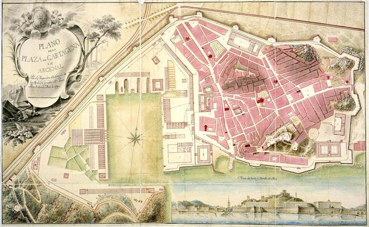 Mapa del arsenal de Cartagena.