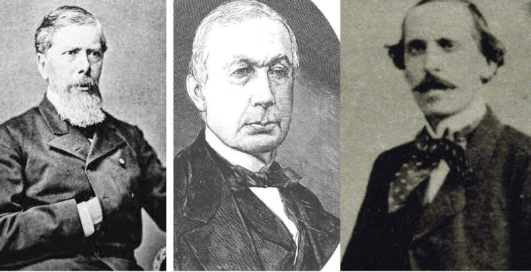 Los traficantes de personas Antonio López, Joan Güell y Alejo Vidal Quadras. Fuente Wikimedia Commons y Web Familia Vidal Quadras