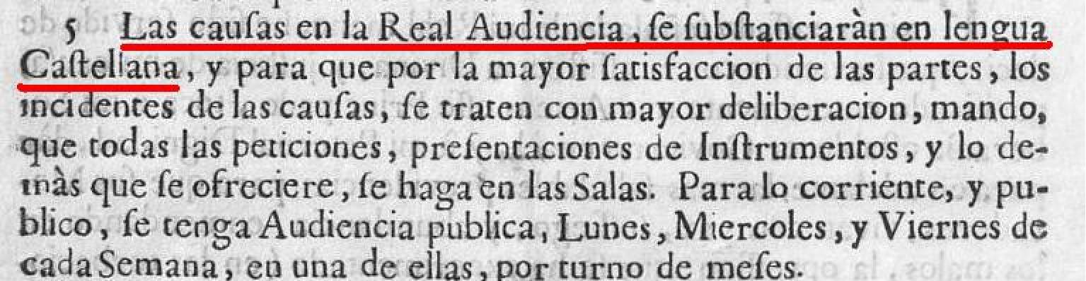 Quinto punto del Decreto de Nueva Planta. Fuente Ministerio de Cultura